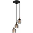 Eglo Chisle Black And Amber Metal And Glass 3 Light Ceiling Pendant