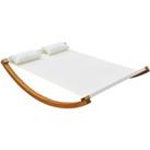 Outsunny Wood Frame Hammock Swing/Sun Bed/Lounger Bed with 2 Pillows