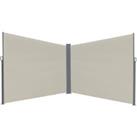 Outsunny Retractable Double Side Awning Folding Privacy Screen - White