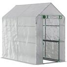 Outsunny Walk In Greenhouse W/Shelves Steeple Grow House 186x 120 x 190cm White/Green