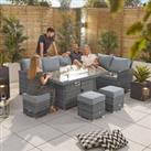 Nova Cambridge Corner Dining Set With Fire Pit Table right Hand - Grey