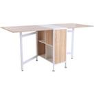 HOMCOM Folding Table Computer Desk With Storage Shelves Oak White Home Office