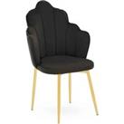 Interiors By PH Velvet Dining Chair Black Gold Legs