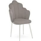 Interiors By PH Velvet Dining Chair Grey Chrome Legs