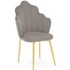 Interiors By PH Velvet Dining Chair Grey Gold Legs
