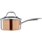 Interiors By Ph 16Cm Saucepan Copper And Tri Ply With Glass Lid - Stainless Steel Handle