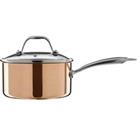 Interiors By Ph 18Cm Saucepan Copper And Tri Ply With Glass Lid - Stainless Steel Handle