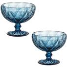 Ravenhead Gemstone Blue Set Of 2 Footed Sundae Glasses