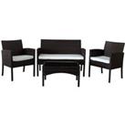 Comfy Living 4pc Rattan Garden Furniture Set w/ Cover - Black