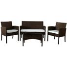 Comfy Living 4 Piece Rattan Garden Furniture Set With Waterproof Cover - Brown