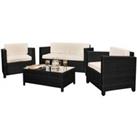 Comfy Living Rattan 4 Seat Garden Furniture Conservatory Sofa Set With Watererproof Cover - Black
