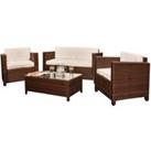 Comfy Living Rattan 4 Seat Garden Furniture Conservatory Sofa Set With Watererproof Cover - Brown