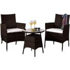 Comfy Living 3pc Rattan Bistro Set, 2 Chairs & Coffee Table w/Cover Brown