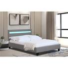 SleepOn Modern LED Fabric Light Grey Bed Frame Single