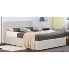SleepOn Fabric Ottoman Bed Frame Gas Lift Cream Single