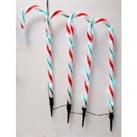 Festive 4 X 62cm Candy Cane Stake Light - Red White Green