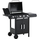 Outsunny Deluxe Gas Barbecue Grill 3 1 Burner Garden Bbq With Large Cooking Area - Black