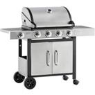 Outsunny Deluxe Gas Barbecue Grill 4 1 Burner Garden Bbq With Large Cooking Area - Black