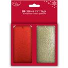 10 Red Gold Glitter Gift Tags