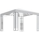 vidaXL Gazebo With Double Roof&led String Lights 3X3 M White