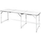 vidaXL Foldable Camping Table Height Adjustable Aluminium 180 X 60cm