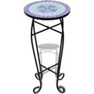 vidaXL Mosaic Side Table Plant Table - Blue And White