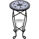 vidaXL Mosaic Side Table Plant Table - Black And White