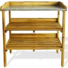 vidaXL Potting Bench With 2 Shelves Solid Acacia Wood And Zinc