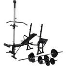 vidaXL Workout Bench With Weight Rack Barbell And Dumbbell Set 60 5Kg