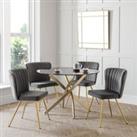 Julian Bowen Montero Round Dining Table And 4 Cannes Grey Chairs Set