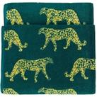 Furn Leopard Cotton Jacquard Bath Towel Teal