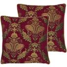 Paoletti Shiraz Polyester Filled Cushions Twin Pack Burgundy