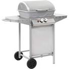 vidaXL Gas BBQ Grill With 2 Cooking Zones Silver Stainless Steel