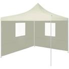 vidaXL Professional Folding Party Tent With 2 Sidewalls 2x2 M Steel Cream