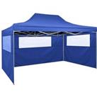 vidaXL Professional Folding Party Tent With 3 Sidewalls 3x4 M Steel Blue