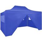 vidaXL Professional Folding Party Tent With 4 Sidewalls 3x4 M Steel Blue
