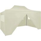vidaXL Professional Folding Party Tent With 4 Sidewalls 3x4 M Steel Cream