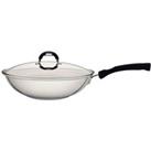 Tramontina Stainless Steel Wok With Glass Lid 28Cm 3 3L