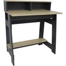 Techstyle Office Desk With Two Cubbies And Shelf Light Oak Dark Grey