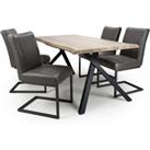 Shankar Narvik Medium Dining Table & 4 Archer Grey Dining Chairs Set