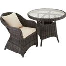 Tectake Zurich Rattan Bistro Set With 3 Armchairs And Table