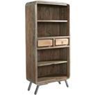 IH Design Retro Wood & Metal Wide Bookcase