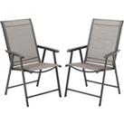 Livingandhome Set of 2 Garden Folding Chair - Brown