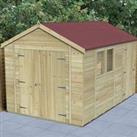 Forest Garden Timberdale T&G Pressure Treated 12x8 Reverse Apex Shed - Double Door - Combo