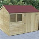 Forest Garden Timberdale T&G Pressure Treated 10x8 Reverese Apex Shed - Double Door
