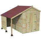 Forest Garden Timberdale T&G Pressure Treated 8x6 Apex Shed - With Log Store