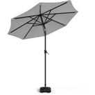 LivingandHome Living and Home 3M Garden Parasol Sun Umbrella with 24 LED Lights - Light Grey