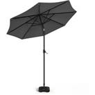 LivingandHome Living and Home 3M Garden Parasol Sun Umbrella with 24 LED Lights - Dark Grey