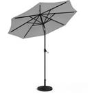 LivingandHome Living and Home 3M Garden Parasol Sun Umbrella with 24 LED Lights and Base- Light Grey