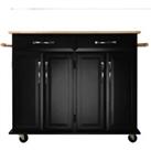 LivingandHome Living and Home Wooden Kitchen Storage Trolley Cart - Black